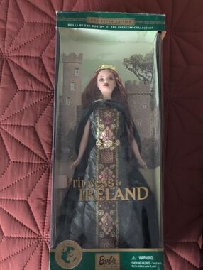 Barbie Princess of Ireland Doll – Black, Gold & Burgundy Regal Gown